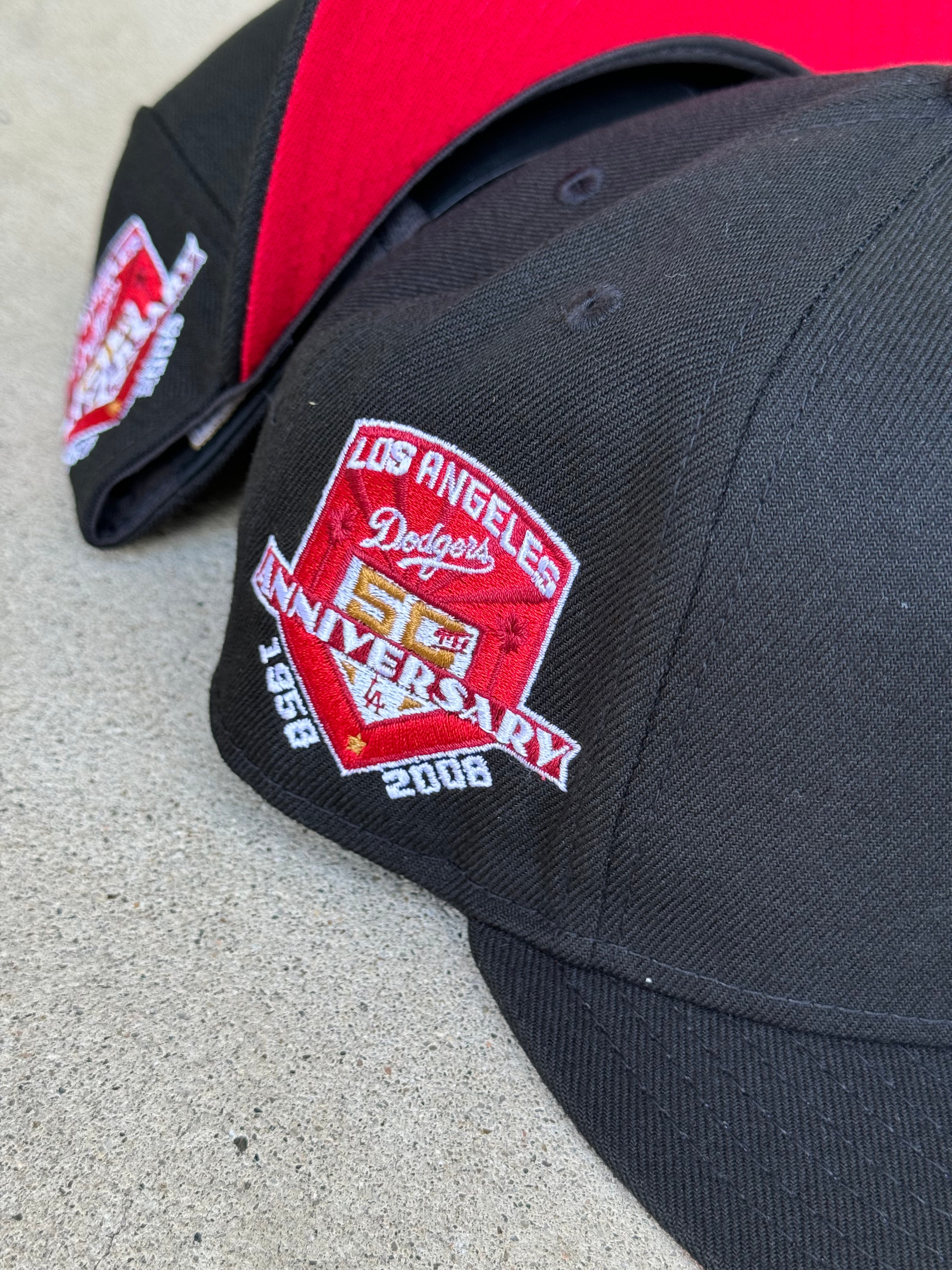 LA Dodgers Black Red UV 50th Patch Snapback