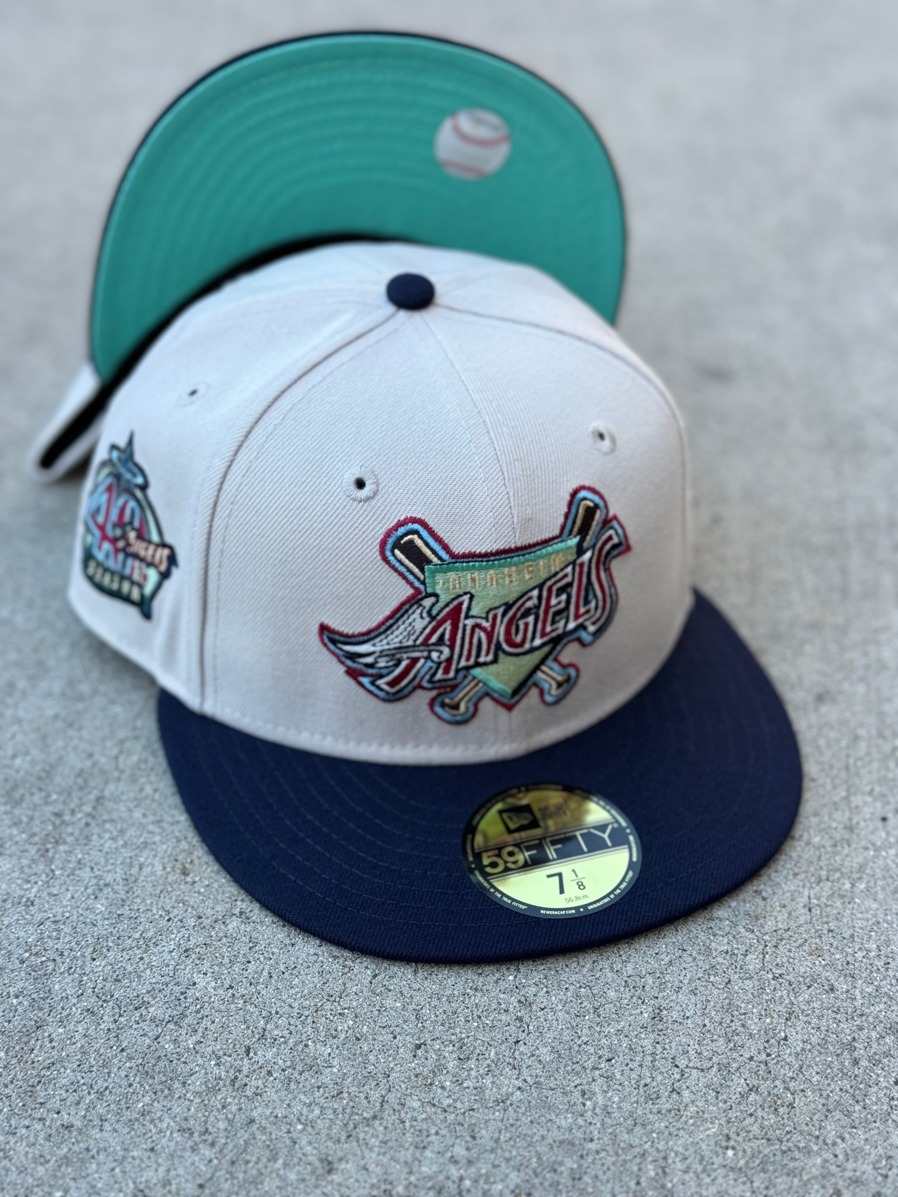 Anaheim Angels Bat Script Logo Stone Navy Teal UV 40th Anniversary