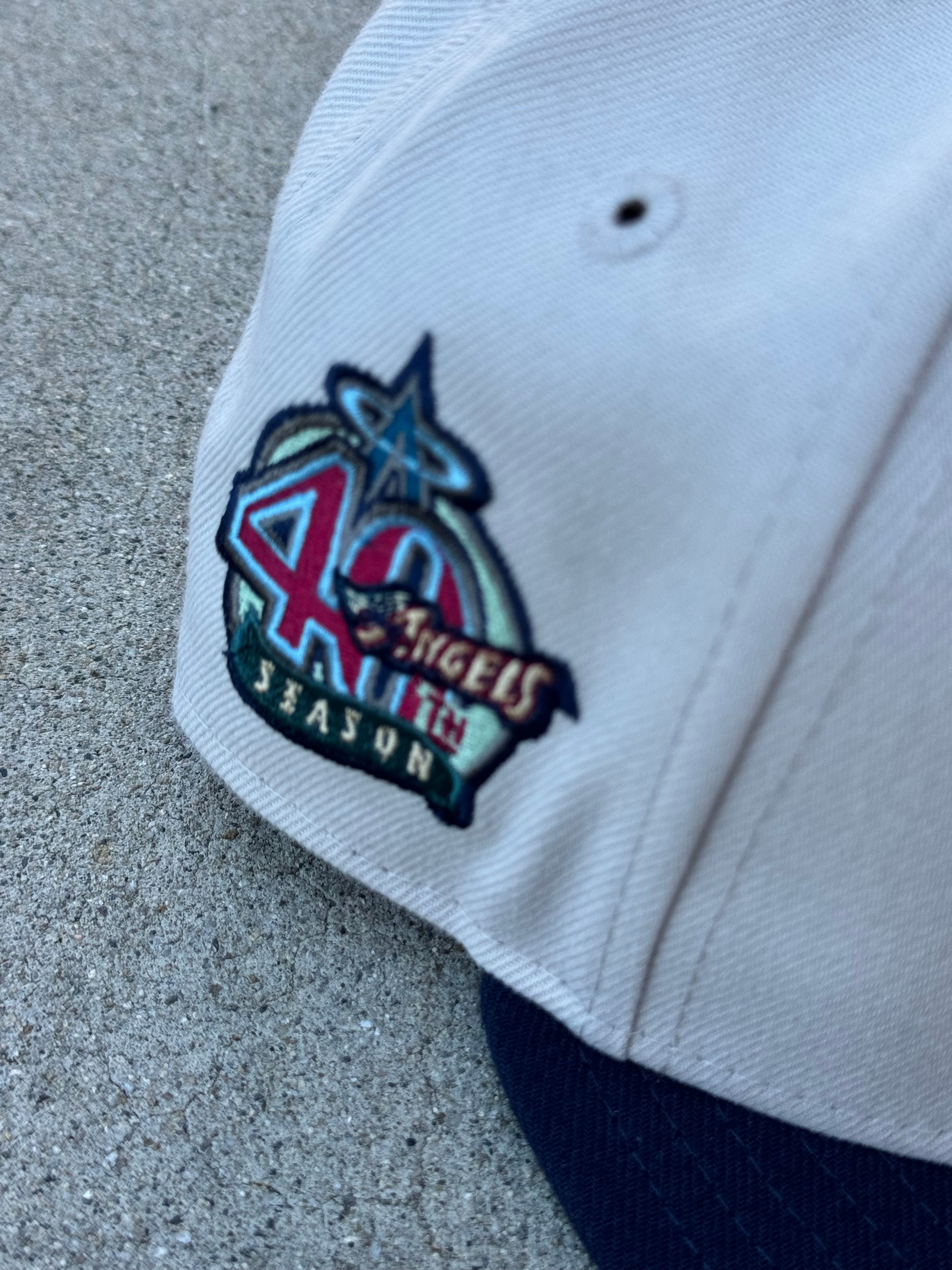 Anaheim Angels Bat Script Logo Stone Navy Teal UV 40th Anniversary