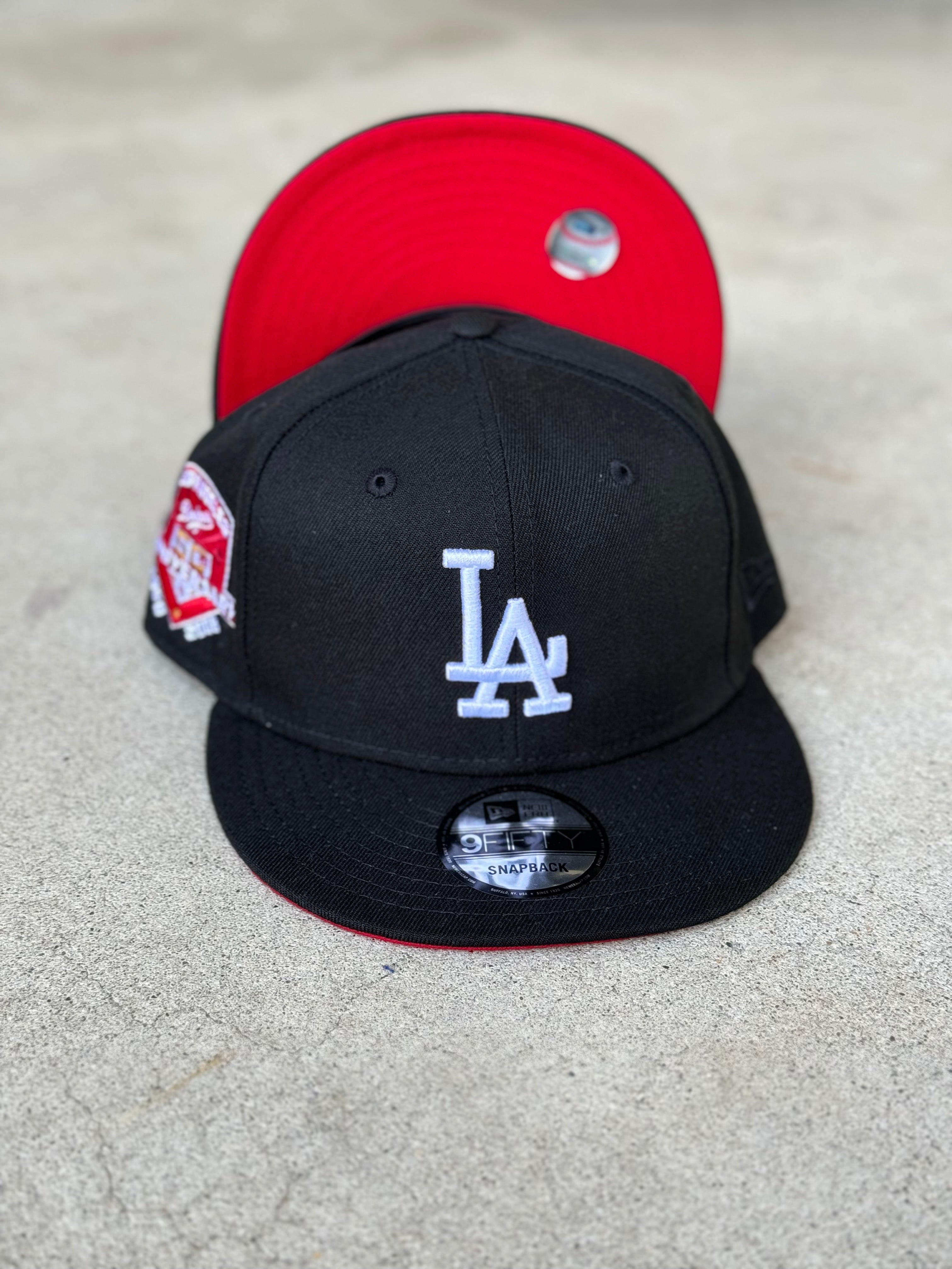 LA Dodgers Black Red UV 50th Patch Snapback