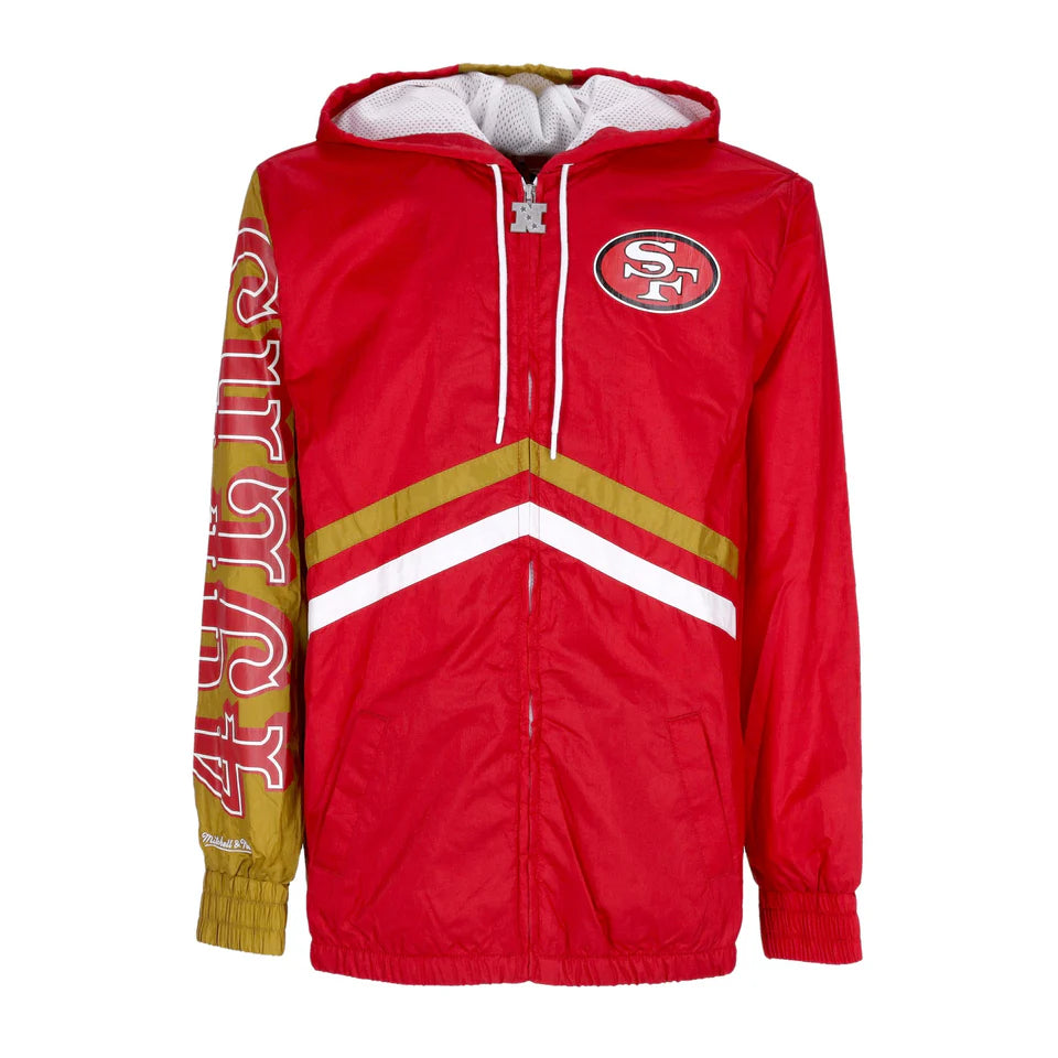 Mitchell & Ness Men's SF 49ers Undeniable Full Zip Nfl Windbreaker Hood